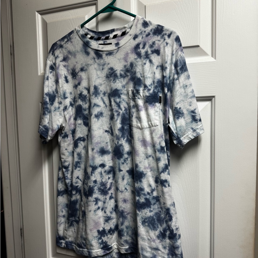 Men's Casual Tie-Dye T-Shirt - Navy and White